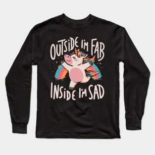 Fab and Sad - Funny Unicorn Sarcasm Rainbow Gift Long Sleeve T-Shirt